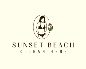 Woman Bikini Floral logo design