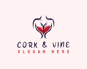 Sexy Boobs Wine Glass logo design