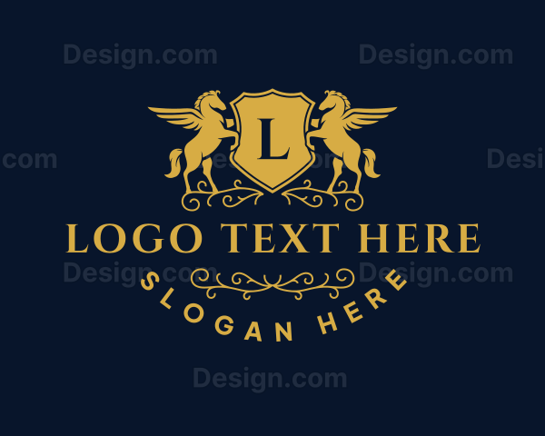 Pegasus Wings Decorative Crest Logo