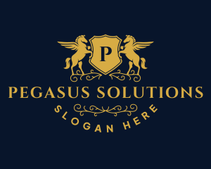 Pegasus Wings Decorative Crest logo design