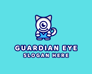 Eyeball Cat Monster logo design