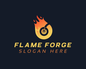 Flame DJ Headphone logo design