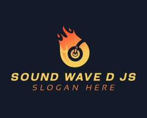 Flame DJ Headphone logo design