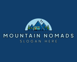 Campervan Mountain Camping logo design