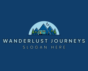 Campervan Mountain Camping logo design