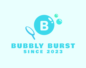 Bubbles Magnifying Glass logo design