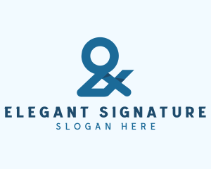 Blue Ampersand Lettering logo design