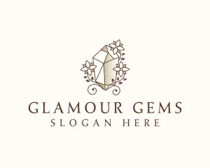 Floral Gemstone Crystal logo design