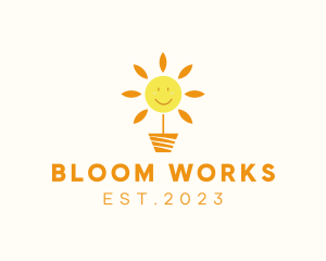 Happy Sunflower Plant logo design