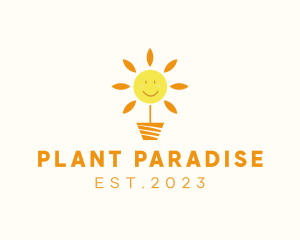 Happy Sunflower Plant logo design