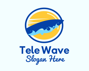 Surfing Waves Badge logo design