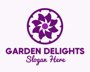 Purple Flower Sun logo design