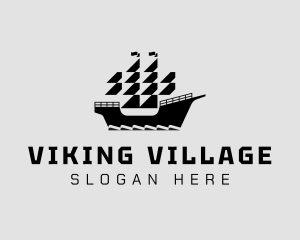 Viking Pirate Ship logo design