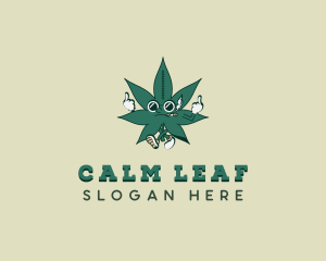 Cartoon Cannabis Marijuana  logo
