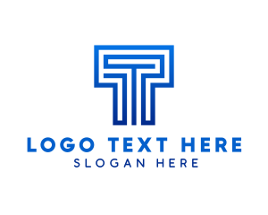 Blue Maze Letter T logo