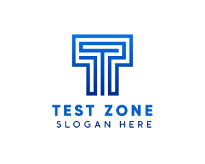 Blue Maze Letter T logo design