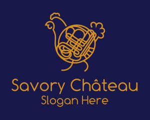 Chicken French Horn logo design