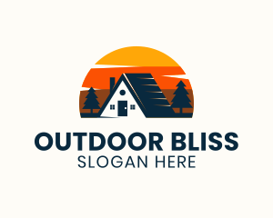 Cabin Forest Sunset logo design