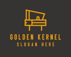 Minimalist Golden Piano  logo design