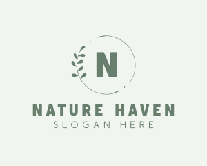 Natural Leaf Wreath logo design