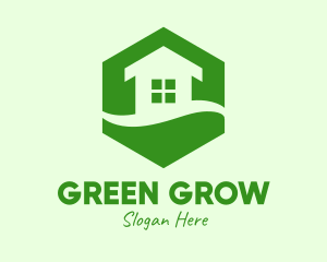 Green Hexagon House logo design