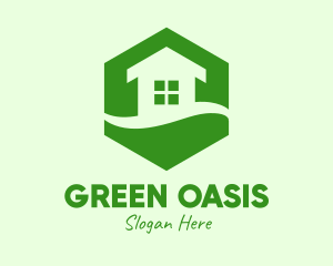 Green Hexagon House logo design