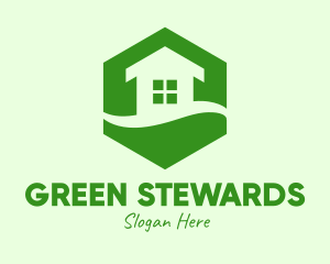 Green Hexagon House logo design