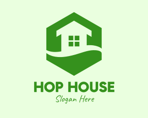 Green Hexagon House logo design