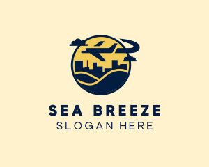 Cityscape Sea Plane Vacation logo design