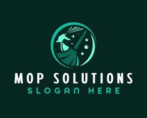 Mop Cleaning Maintenance logo design