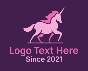 Pink Unicorn Silhouette logo design