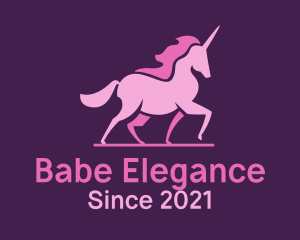 Pink Unicorn Silhouette logo design