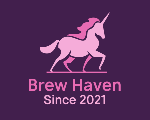 Pink Unicorn Silhouette logo design