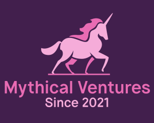 Pink Unicorn Silhouette logo design