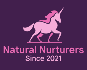 Pink Unicorn Silhouette logo design