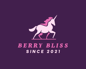 Pink Unicorn Silhouette logo design