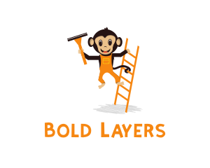 Ladder & Monkey Cartoon logo design