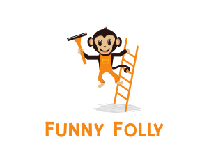 Ladder & Monkey Cartoon logo design
