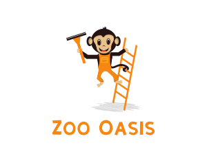 Ladder & Monkey Cartoon logo design