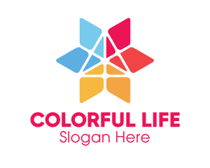 Colorful Triangular Flower logo design