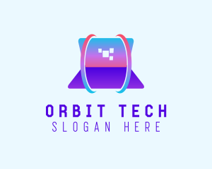 Laptop Pixel Orbit logo design