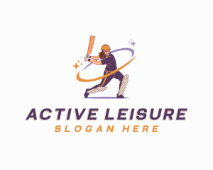 Female Cricket Batsman Player logo design