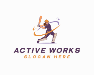 Female Cricket Batsman Player logo design