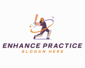 Female Cricket Batsman Player logo design