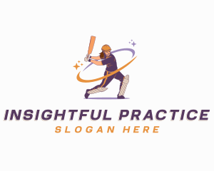 Female Cricket Batsman Player logo