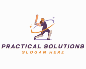 Female Cricket Batsman Player logo design