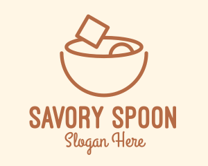Brown Food Bowl Outline logo design