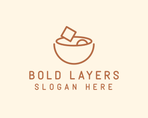 Brown Food Bowl Outline logo design