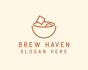 Brown Food Bowl Outline logo design