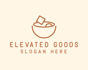 Brown Food Bowl Outline logo design